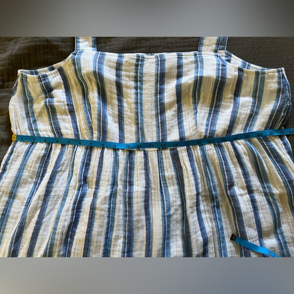 J. Jill blue/white striped 100% cotton maxi sundress wide straps 2X EUC - Picture 6 of 12